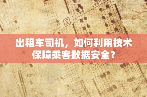 出租车司机，如何利用技术保障乘客数据安全？
