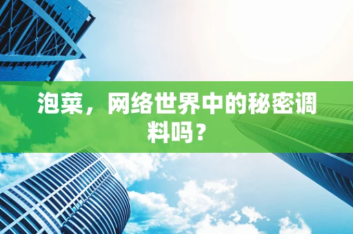 泡菜，网络世界中的秘密调料吗？